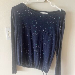 Carve Designs Navy and Teal Speckled Long Sleeve Top